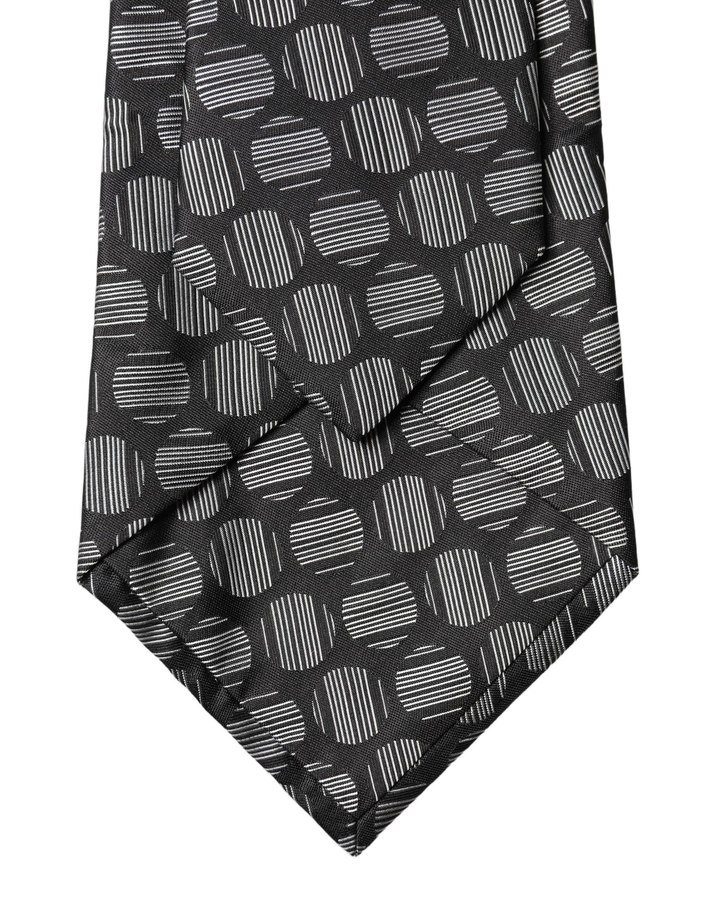 Dolce & Gabbana Black White Geometric Silk Adjustable Women Necktie Tie