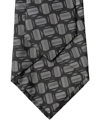 Dolce & Gabbana Black White Geometric Silk Adjustable Women Necktie Tie