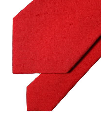Dolce & Gabbana Red Solid Silk Cotton Adjustable Women Necktie Tie