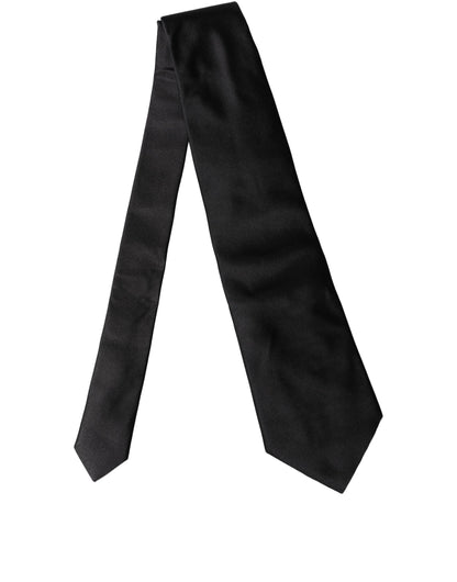 Dolce & Gabbana Black Solid Satin Silk Adjustable Women Necktie Tie