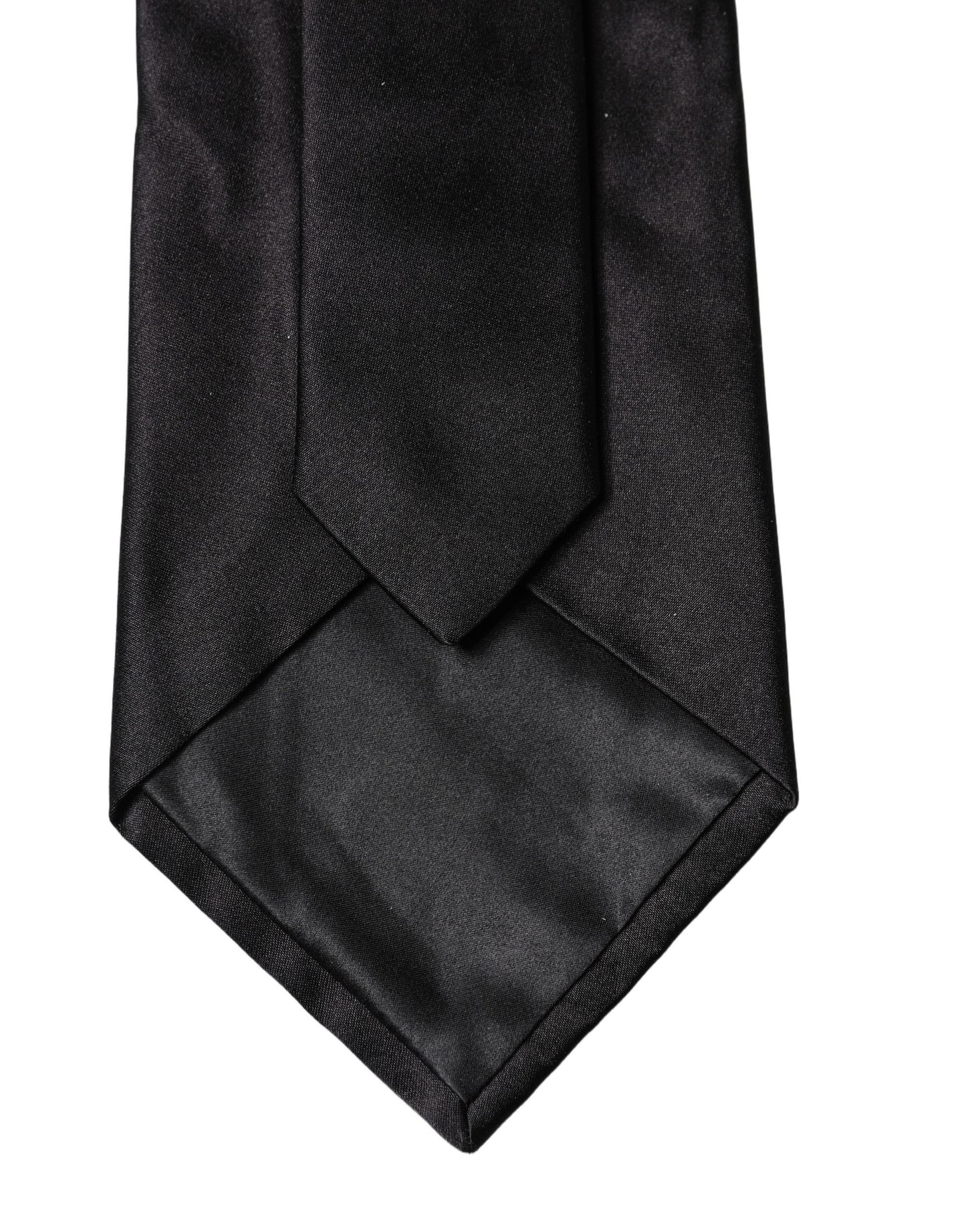 Dolce & Gabbana Black Solid Satin Silk Adjustable Women Necktie Tie