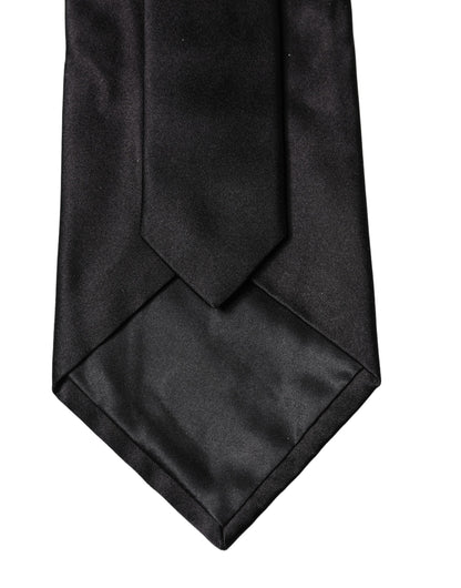 Dolce & Gabbana Black Solid Satin Silk Adjustable Women Necktie Tie