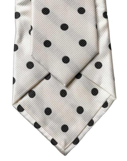 Dolce & Gabbana White Black Polka Dot Silk Adjustable Women Necktie Tie