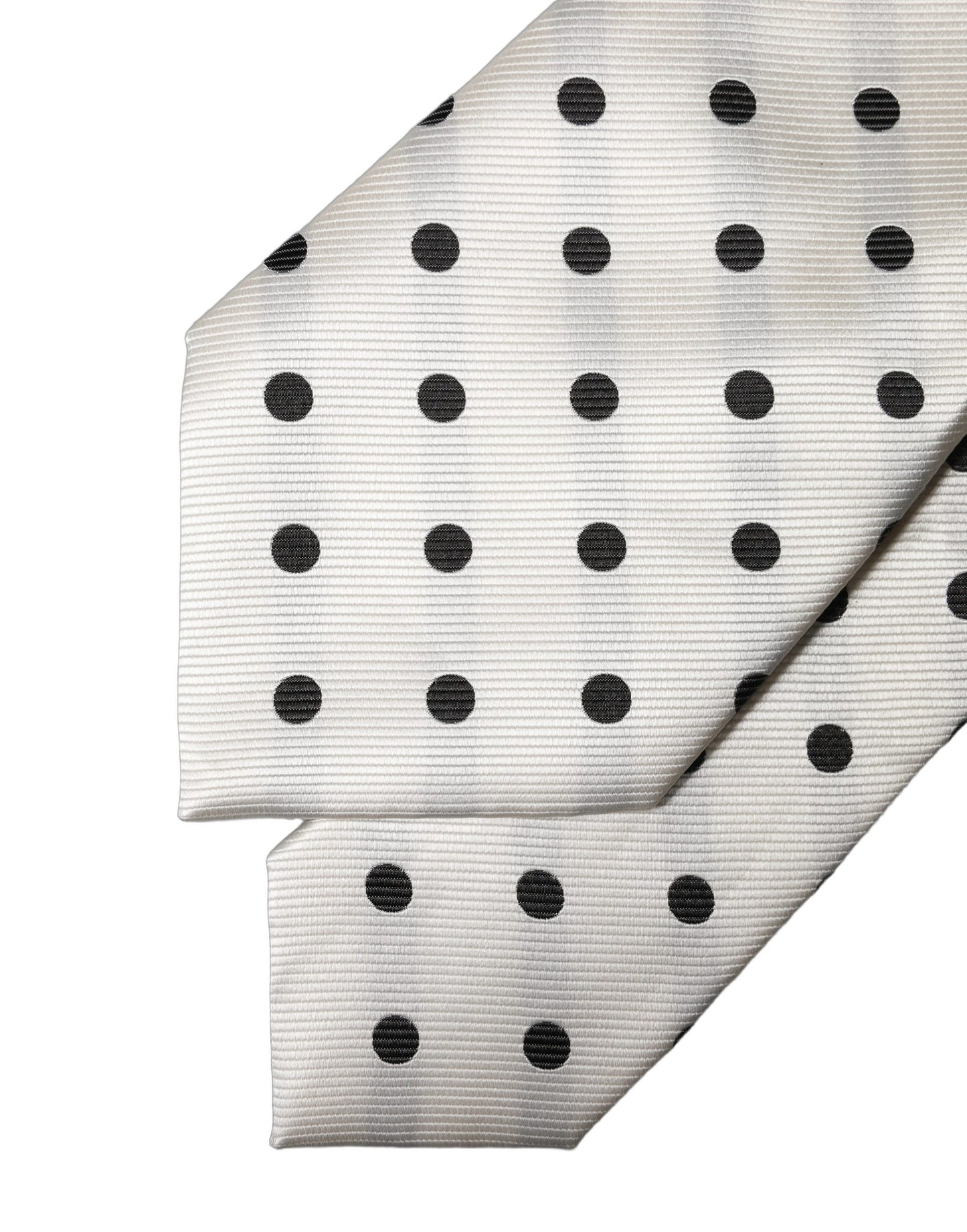 Dolce & Gabbana White Black Polka Dot Silk Adjustable Women Necktie Tie