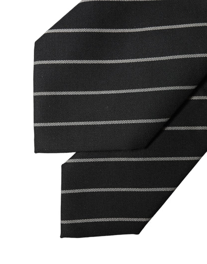 Dolce & Gabbana Black White Stripes Wool Adjustable Women Necktie Tie