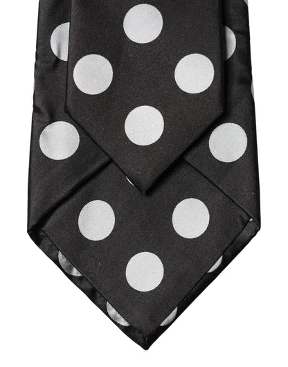 Dolce & Gabbana Black White Polka Dot Silk Adjustable Women Necktie Tie