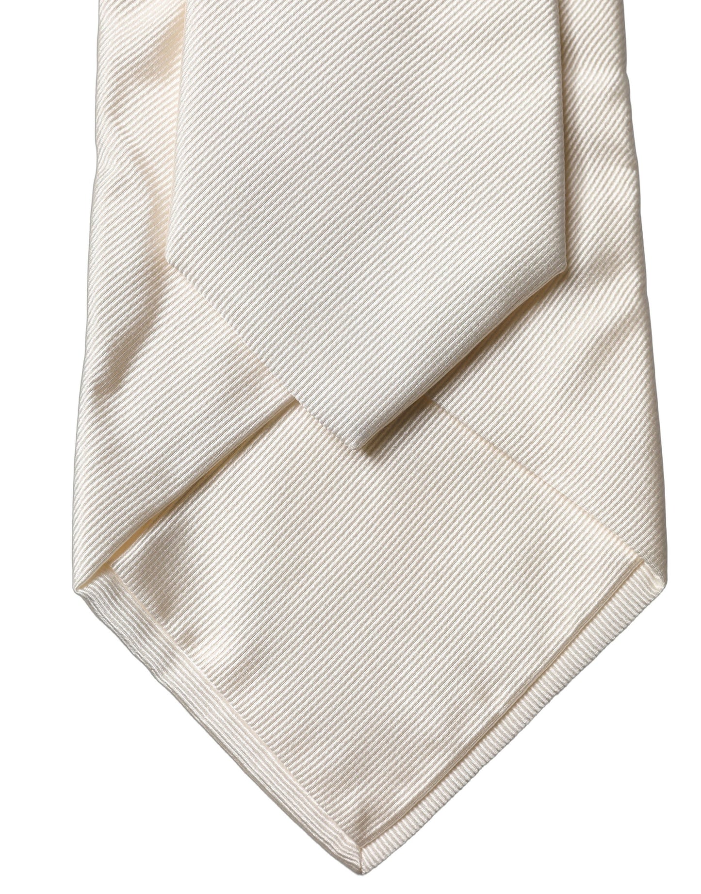 Dolce & Gabbana Off White Solid Silk Adjustable Women Tied Necktie Tie