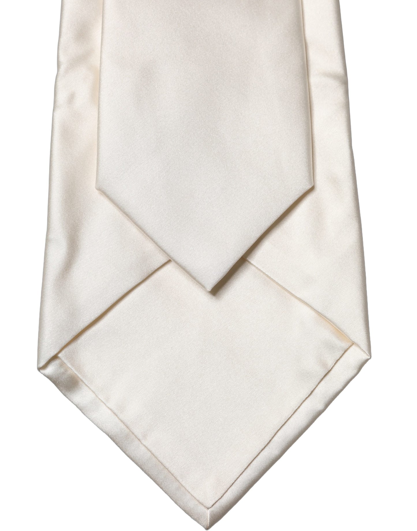 Dolce & Gabbana Off White Solid Silk Adjustable Women Tied Necktie Tie