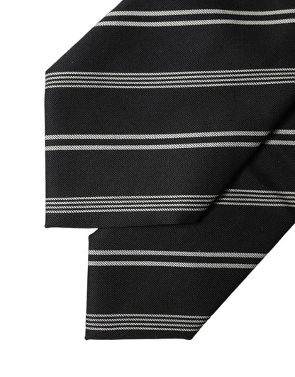 Dolce & Gabbana Black White Stripes Silk Adjustable Women Necktie Tie