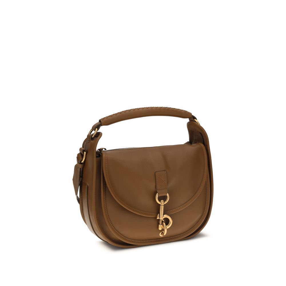 Burberry B Clip Bos Taurus Calf Leather Small 2-in-1 Shoulder & Crossbody Bag - Brown Signature