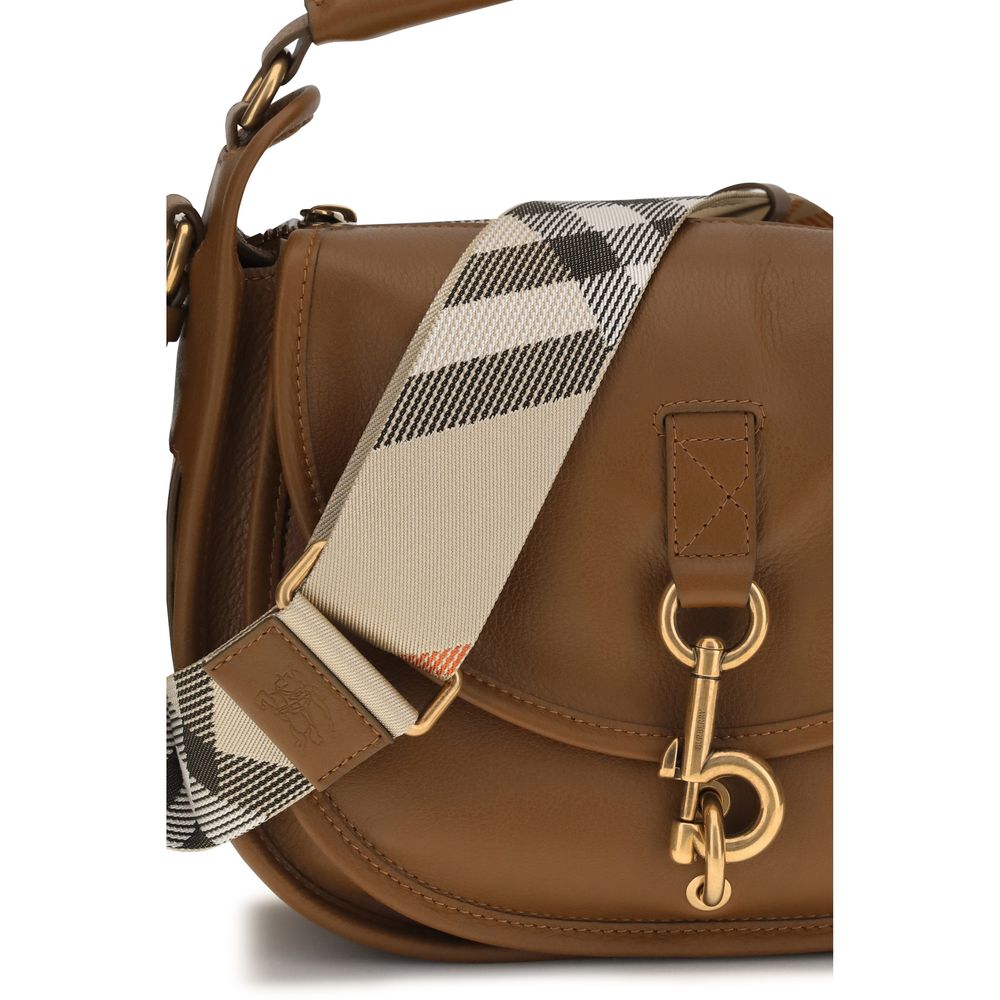 Burberry B Clip Bos Taurus Calf Leather Small 2-in-1 Shoulder & Crossbody Bag - Brown Signature