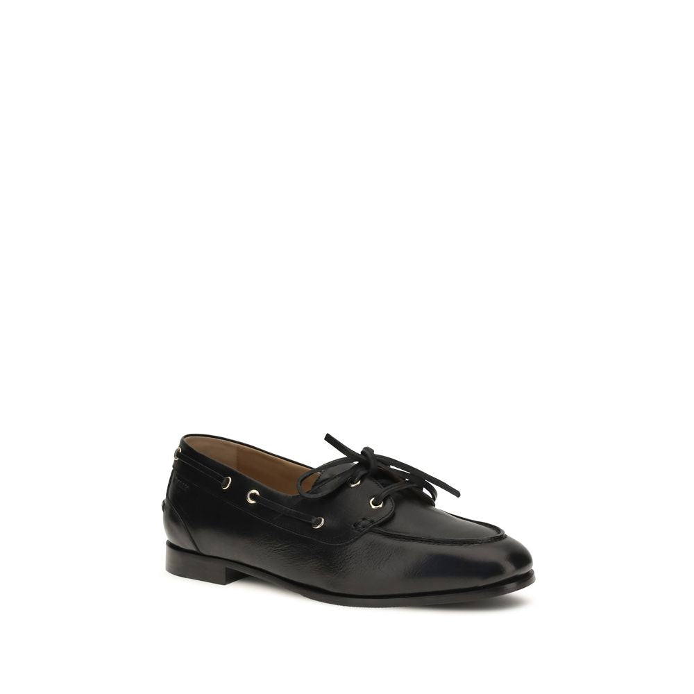 This Flat Boat Loafer Slip-On Shoes by Bally for women in bos taurus calf & buffalo leather black & gold features an exquisite silhouette from the Women's Bos Taurus Calf & Buffalo Leather Flat Boat Loafer Slip-On Shoes collection, defined by a sophisticated flat and elegant .