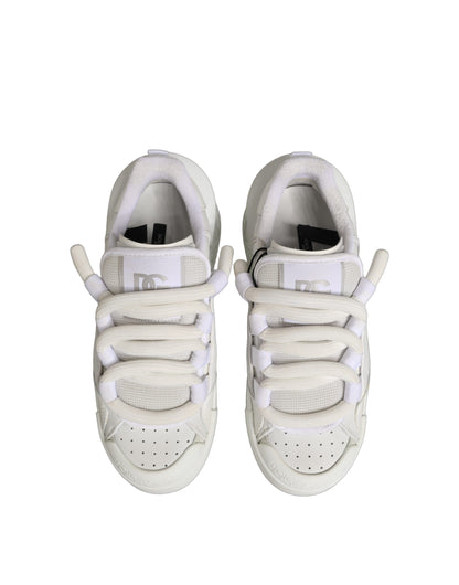 Dolce & Gabbana White Calfskin Leather Low Top Sneakers Shoes