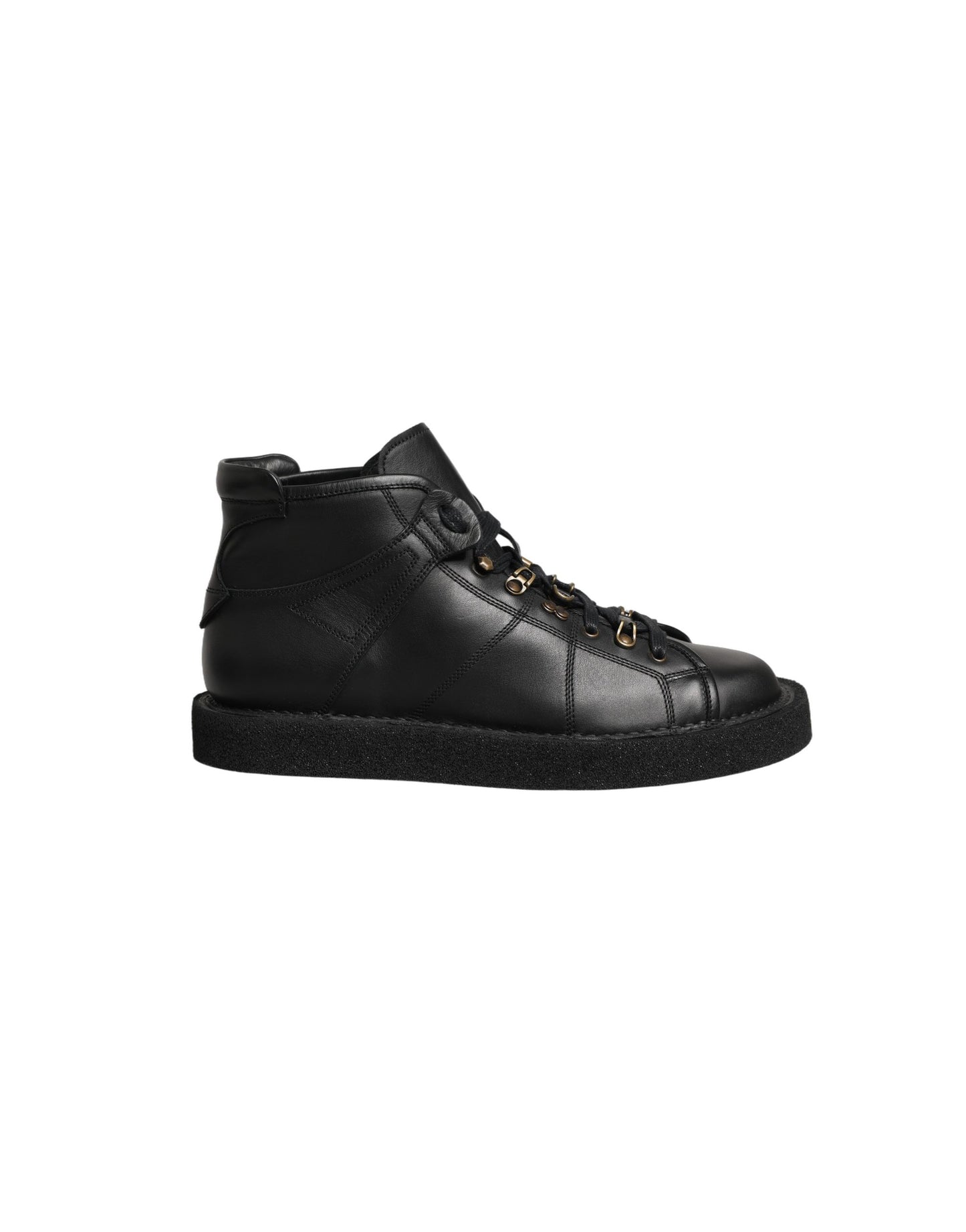 Dolce & Gabbana Black Leather Lace Up Men Ankle Boots Shoes
