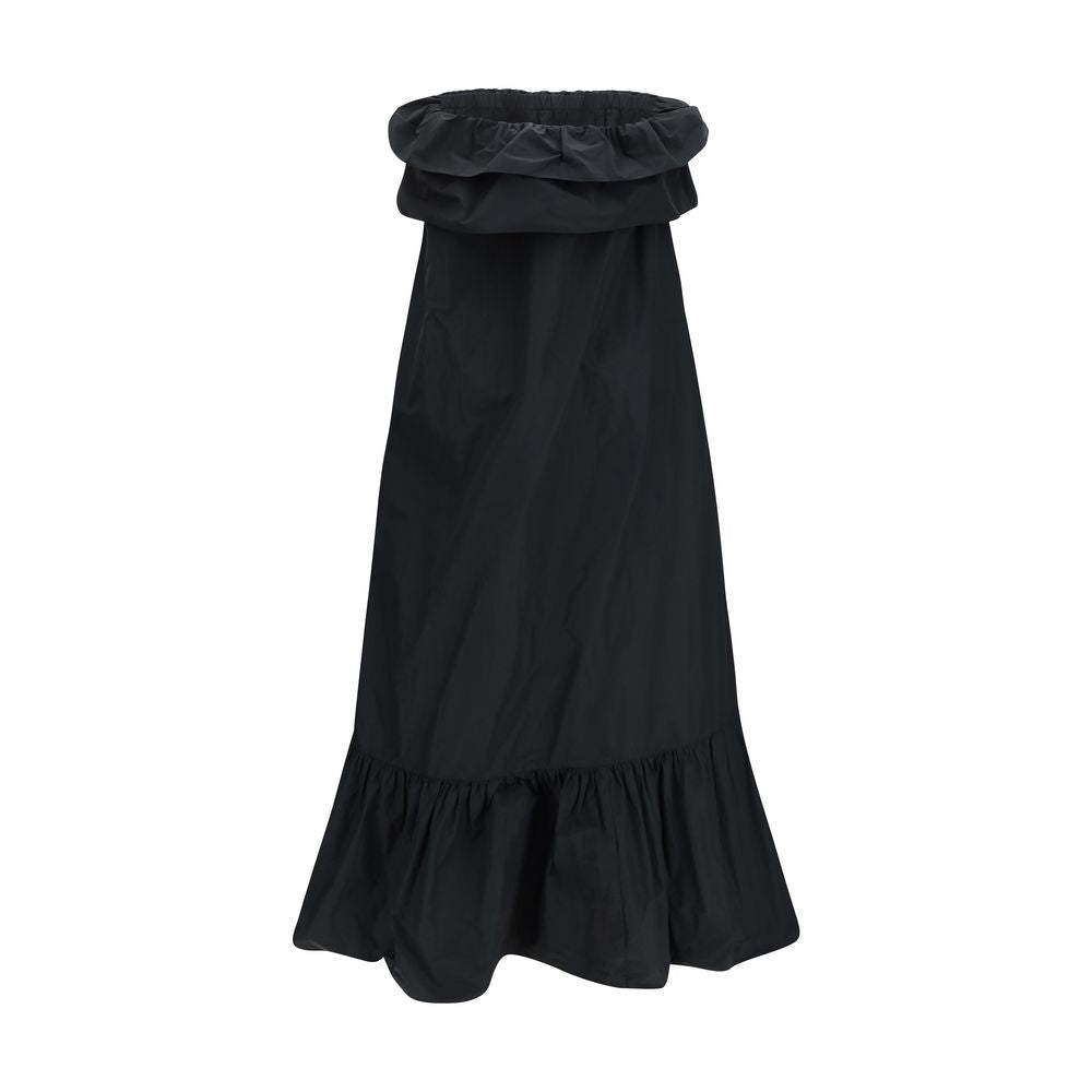 Dress by Saint Laurent for women in cotton polyester canvas black presents a sinuous silhouette, showcasing a sophisticated and detailed with a sinuous long for a refined finish.
