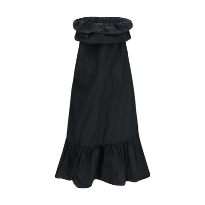 Dress by Saint Laurent for women in cotton polyester canvas black presents a sinuous silhouette, showcasing a sophisticated and detailed with a sinuous long for a refined finish.