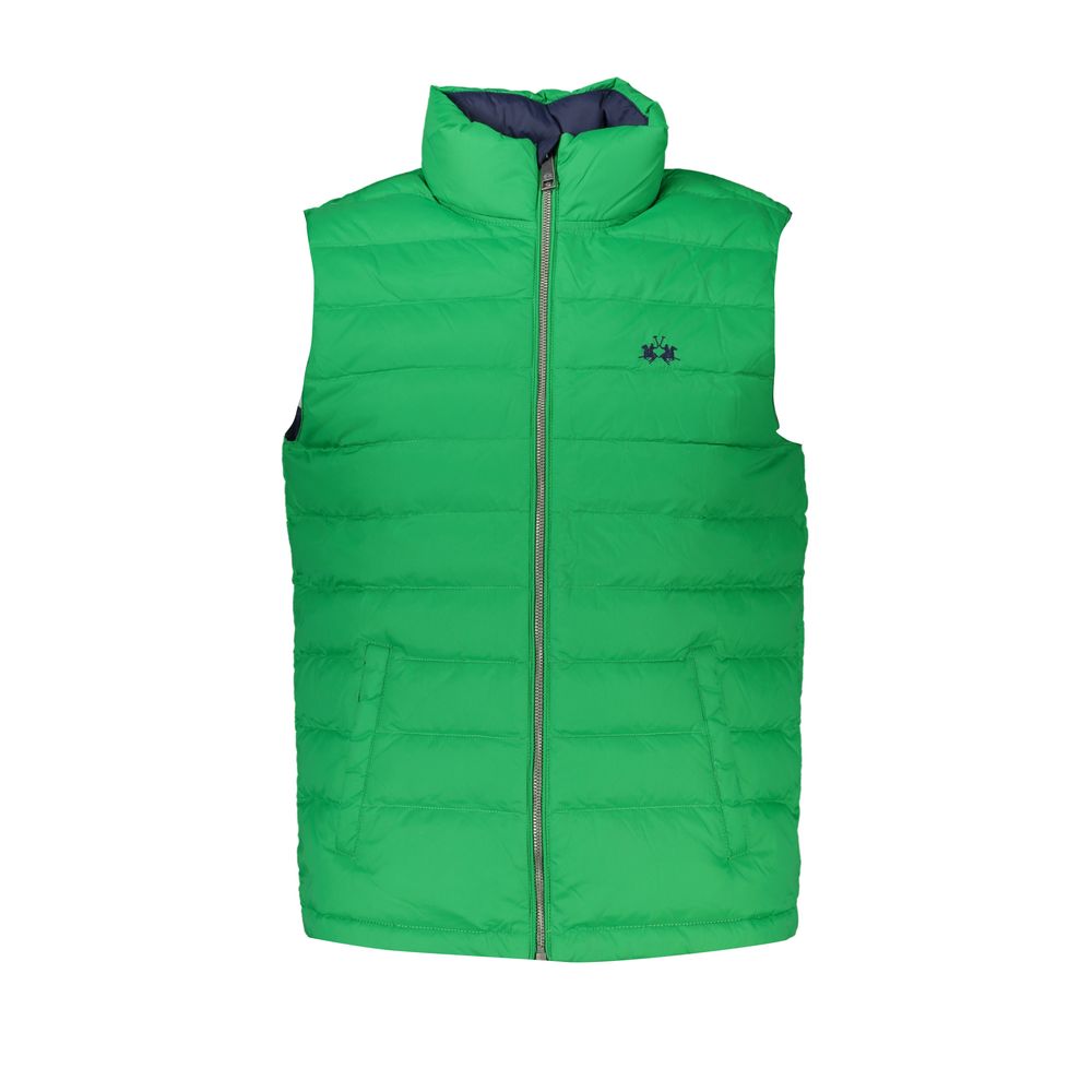 Vest by La Martina for men in polyamide cotton green features a chic silhouette, expertly detailed with a refined crew neckline and premium insulated for a truly chic look.