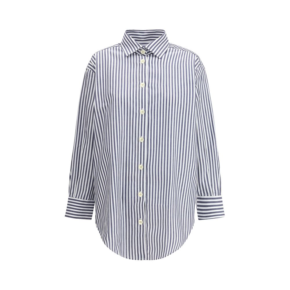 Shirt by Deperlu for women in cotton blue, featuring a nuanced long-sleeve and nuanced for a sophisticated finish.