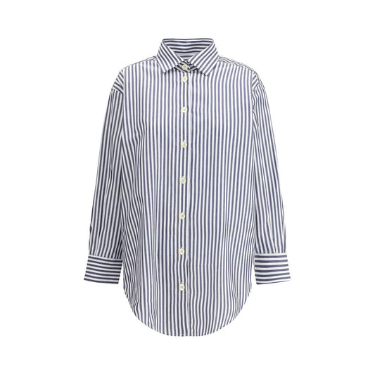 Shirt by Deperlu for women in cotton blue, featuring a nuanced long-sleeve and nuanced for a sophisticated finish.