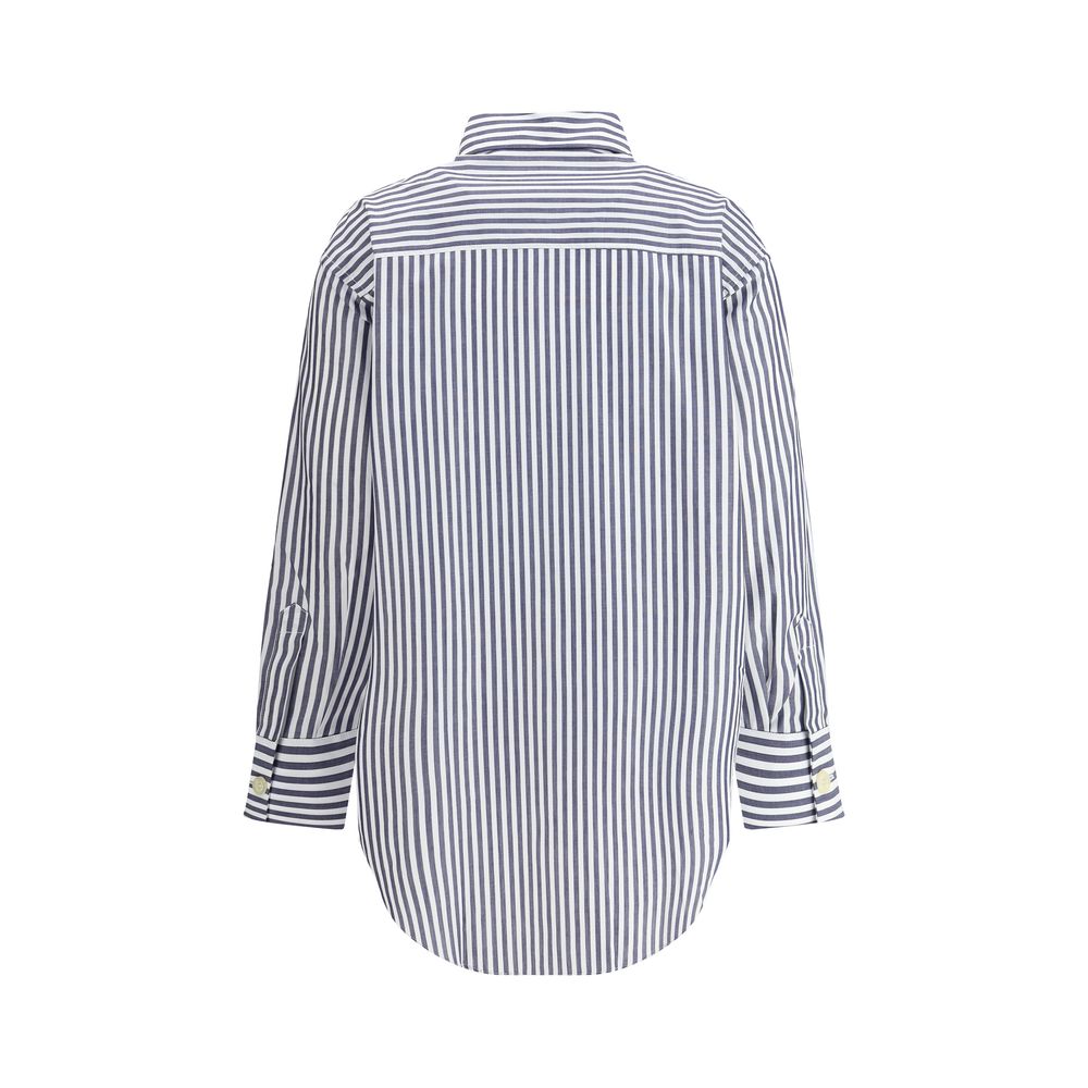 Shirt by Deperlu for women in cotton blue features an architectural silhouette with a refined and elegant for a architectural look.