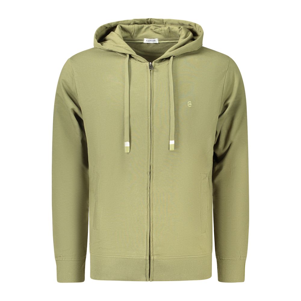 Hooded Sweatshirt Hoodie by Coveri Moving for men in cotton green features a slouchy chic silhouette, detailed with a slouchy chic and a signature hooded neckline for an elevated aesthetic.