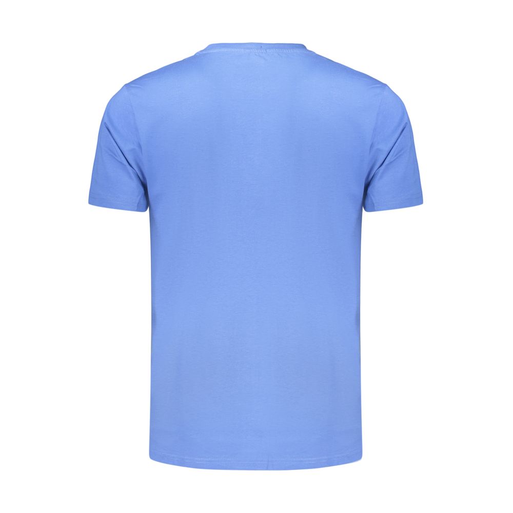 T-Shirt by Coveri Moving for men in cotton blue showcases a fashionable silhouette, elegantly detailed with a fashionable and for a sophisticated, high-fashion look.