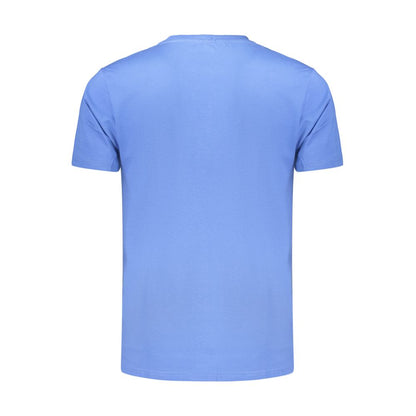 T-Shirt by Coveri Moving for men in cotton blue showcases a fashionable silhouette, elegantly detailed with a fashionable and for a sophisticated, high-fashion look.