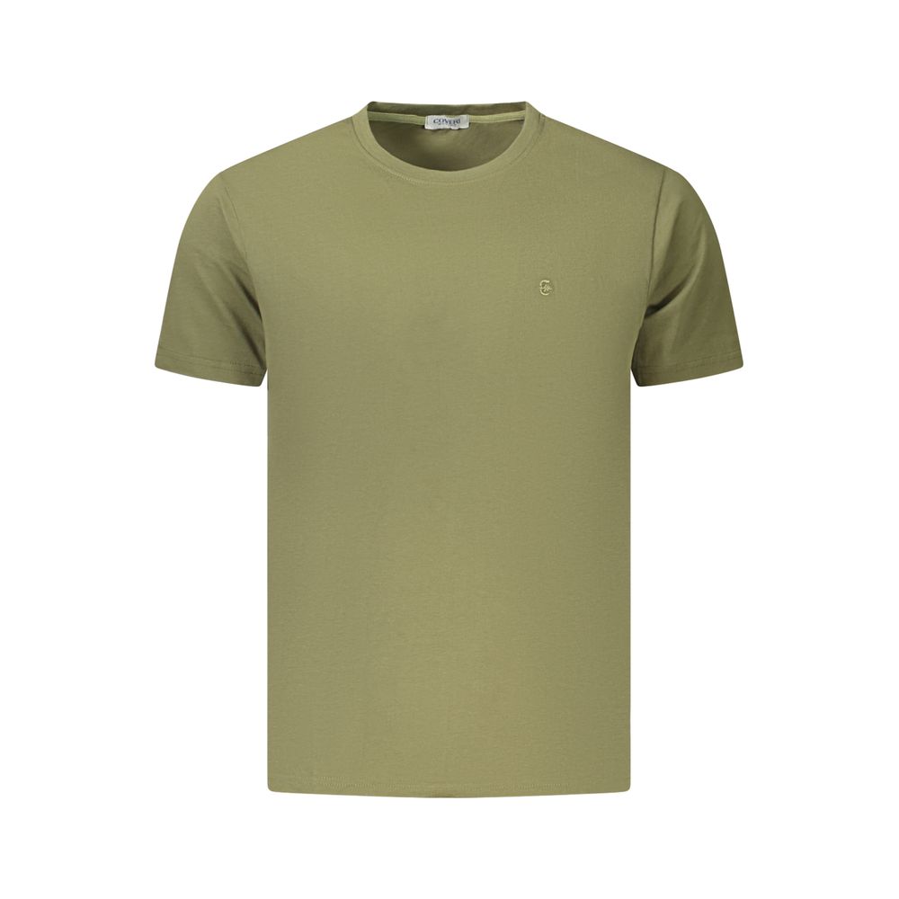 T-Shirt by Coveri Moving for men in cotton green showcases a fashionable silhouette, elegantly detailed with a fashionable and crew neckline for a sophisticated, high-fashion look.