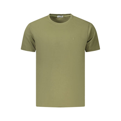 T-Shirt by Coveri Moving for men in cotton green showcases a fashionable silhouette, elegantly detailed with a fashionable and crew neckline for a sophisticated, high-fashion look.