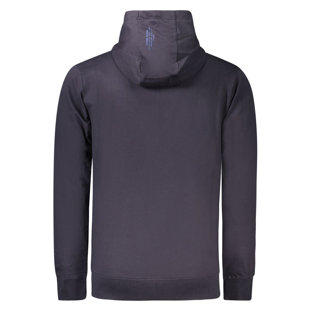 Hooded Sweatshirt Hoodie by Coveri Moving for men in cotton blue showcases a city-ready silhouette, artfully detailed with a signature and for a city-ready finish.