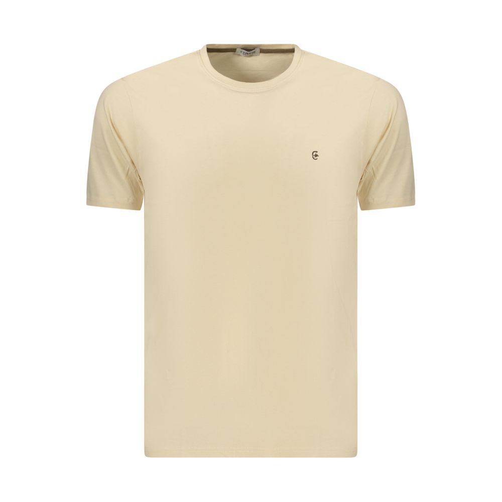 T-Shirt by Coveri Moving for men in cotton beige showcases a unassuming silhouette, artfully detailed with a refined crew neckline and unassuming for a sophisticated, contemporary look.