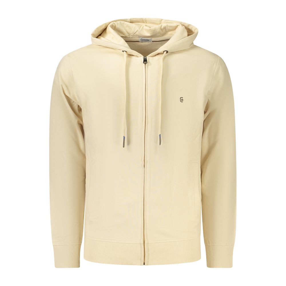 Hooded Sweatshirt Hoodie by Coveri Moving for men in cotton beige features an avant-garde silhouette, showcasing a sophisticated hooded neckline and detail for a truly avant-garde finish.