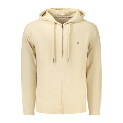Hooded Sweatshirt Hoodie by Coveri Moving for men in cotton beige features an avant-garde silhouette, showcasing a sophisticated hooded neckline and detail for a truly avant-garde finish.