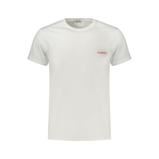 T-Shirt by Bikkembergs for men in cotton white, print & striped showcases a dramatic silhouette, elegantly detailed with a dramatic crew neckline and for a truly dramatic finish.