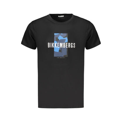 T-Shirt by Bikkembergs for men in cotton black & print features a plush silhouette, showcasing a sophisticated crew neckline and for a truly plush finish.