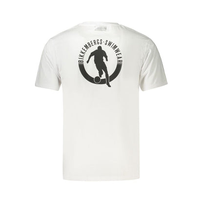 T-Shirt by Bikkembergs for men in cotton white & print features a plush silhouette, showcasing a sophisticated crew neckline and for a truly plush finish.