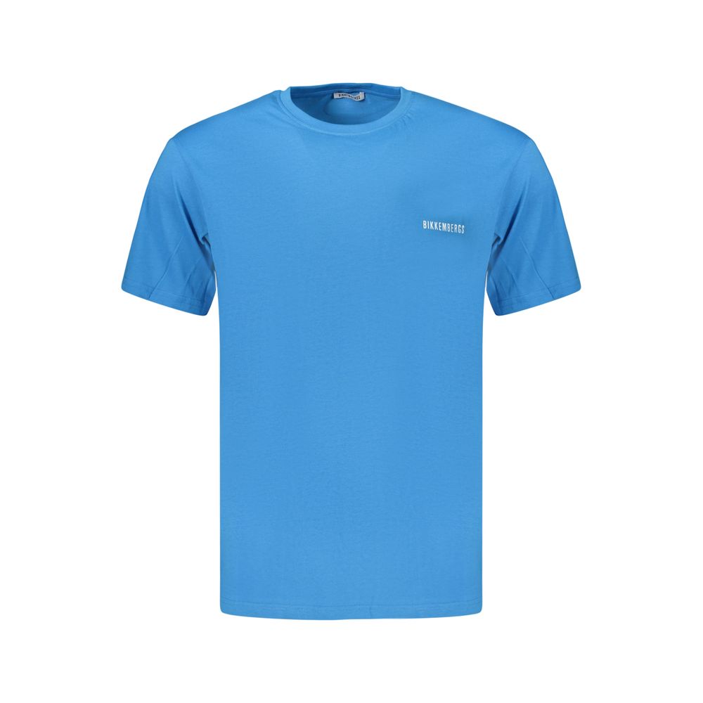 T-Shirt by Bikkembergs for men in cotton blue & print features an edgy silhouette, meticulously detailed with a sophisticated and crew neckline for a truly edgy finish.