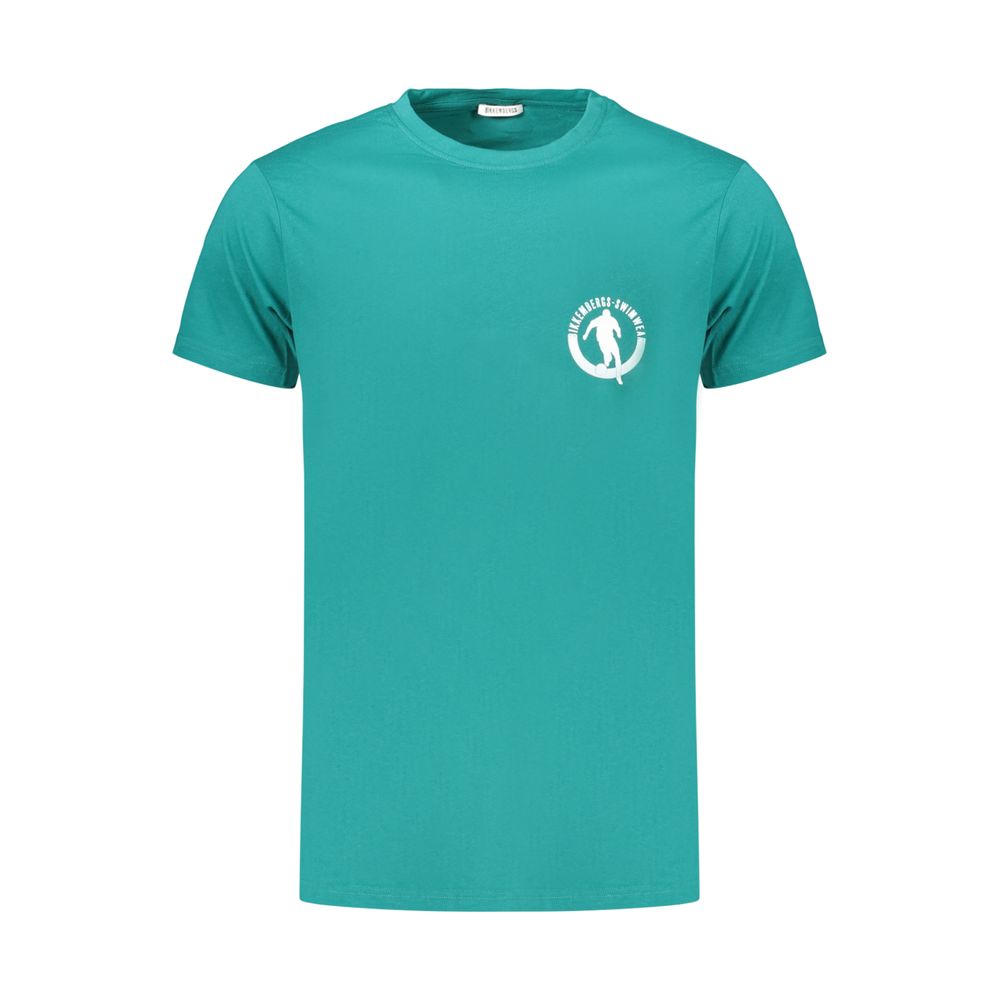 T-Shirt by Bikkembergs for men in cotton green & print showcases a dramatic silhouette, elegantly detailed with a dramatic crew neckline and for a truly dramatic finish.
