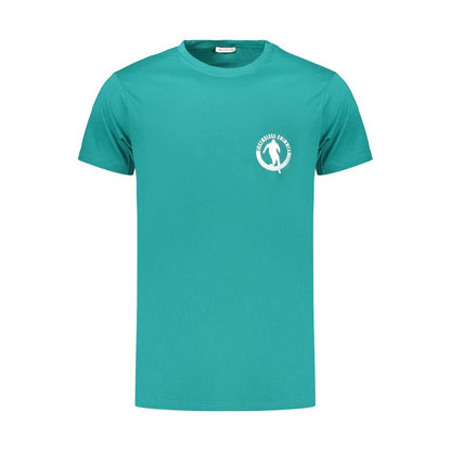 T-Shirt by Bikkembergs for men in cotton green & print showcases a dramatic silhouette, elegantly detailed with a dramatic crew neckline and for a truly dramatic finish.