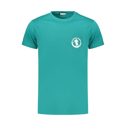 T-Shirt by Bikkembergs for men in cotton green & print showcases a dramatic silhouette, elegantly detailed with a dramatic crew neckline and for a truly dramatic finish.