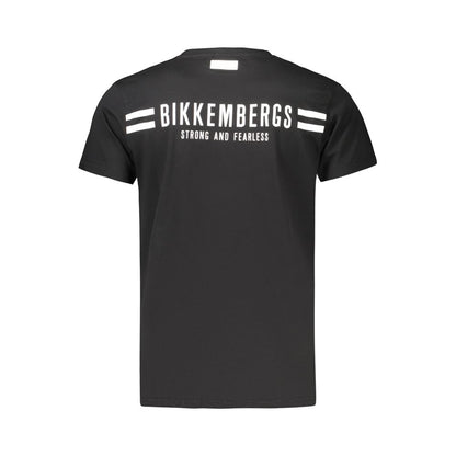 T-Shirt by Bikkembergs for men in cotton black, print & striped features an edgy silhouette, meticulously detailed with a sophisticated and for a truly edgy finish.