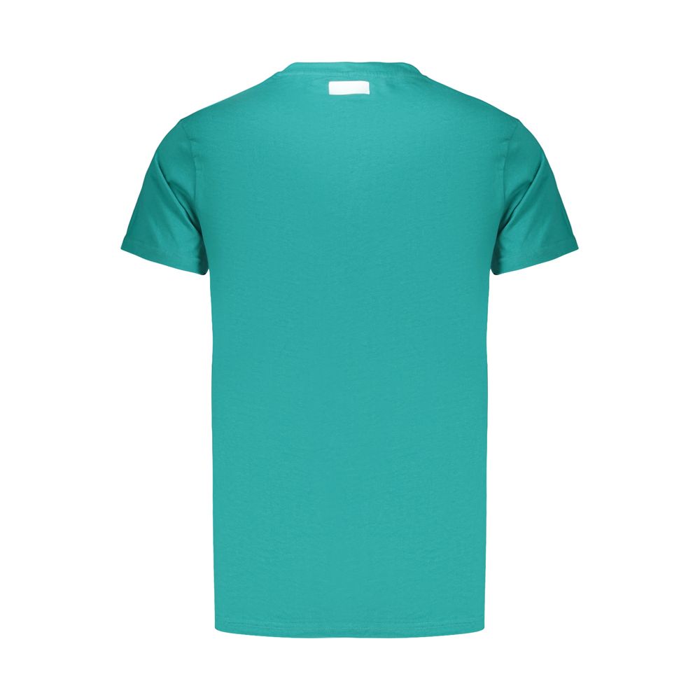 T-Shirt by Bikkembergs for men in cotton green & print showcases a fashionable silhouette, elegantly detailed with a fashionable and crew neckline for a sophisticated, high-fashion look.