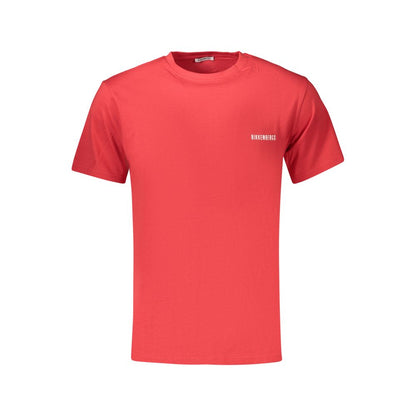 T-Shirt by Bikkembergs for men in cotton red & print showcases a fashionable silhouette, elegantly detailed with a fashionable and crew neckline for a sophisticated, high-fashion look.