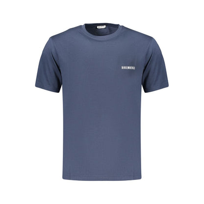 T-Shirt by Bikkembergs for men in cotton blue & print showcases a unassuming silhouette, artfully detailed with a refined crew neckline and unassuming for a sophisticated, contemporary look.
