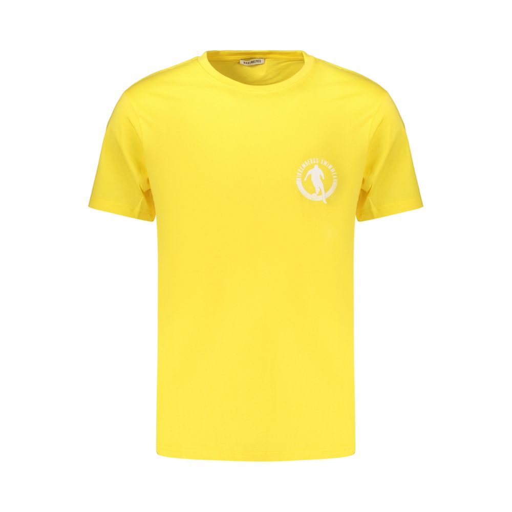 T-Shirt by Bikkembergs for men in cotton yellow showcases a unassuming silhouette, artfully detailed with a refined crew neckline and unassuming for a sophisticated, contemporary look.