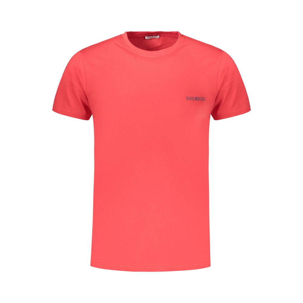 T-Shirt by Bikkembergs for men in cotton red, print & striped showcases a chic silhouette, artfully detailed with a chic crew neckline and for a chic finish.