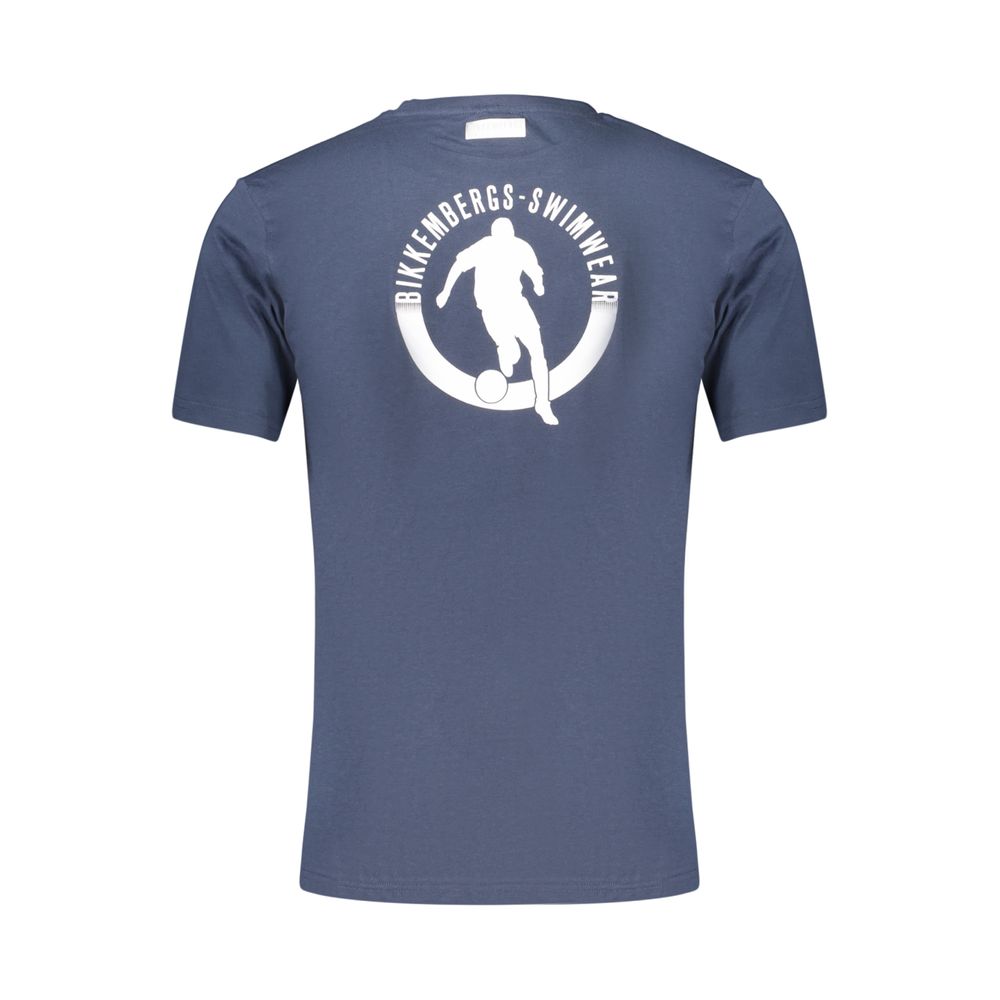 T-Shirt by Bikkembergs for men in cotton blue & print features an edgy silhouette, meticulously detailed with a sophisticated and crew neckline for a truly edgy finish.