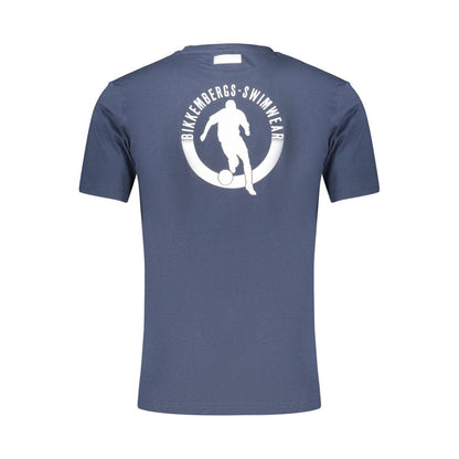 T-Shirt by Bikkembergs for men in cotton blue & print features an edgy silhouette, meticulously detailed with a sophisticated and crew neckline for a truly edgy finish.