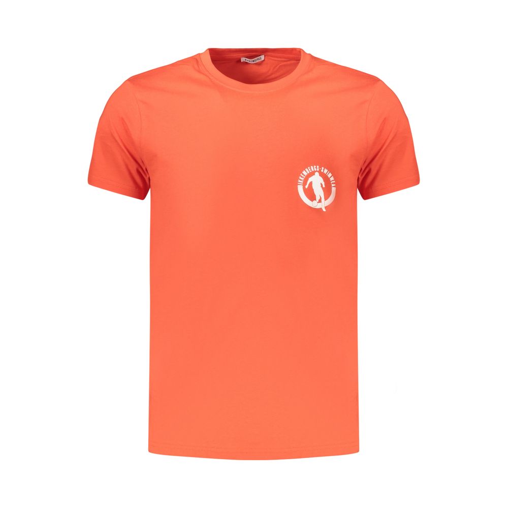 T-Shirt by Bikkembergs for men in cotton orange & print showcases a fashionable silhouette, elegantly detailed with a fashionable and crew neckline for a sophisticated, high-fashion look.
