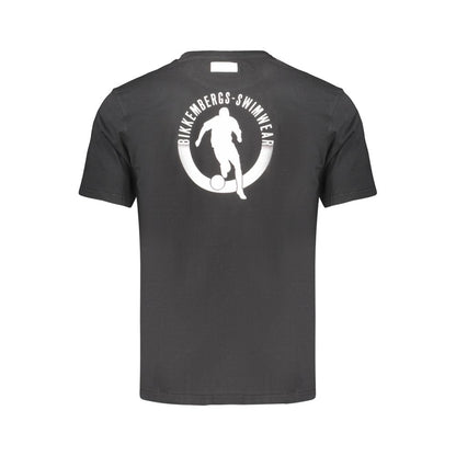 T-Shirt by Bikkembergs for men in cotton black & print features a plush silhouette, showcasing a sophisticated crew neckline and for a truly plush finish.